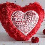 nature's Synthetic Heart Shape Fur Pillow for Valentine's Day Anniversaries (Red, 40x40 cm)